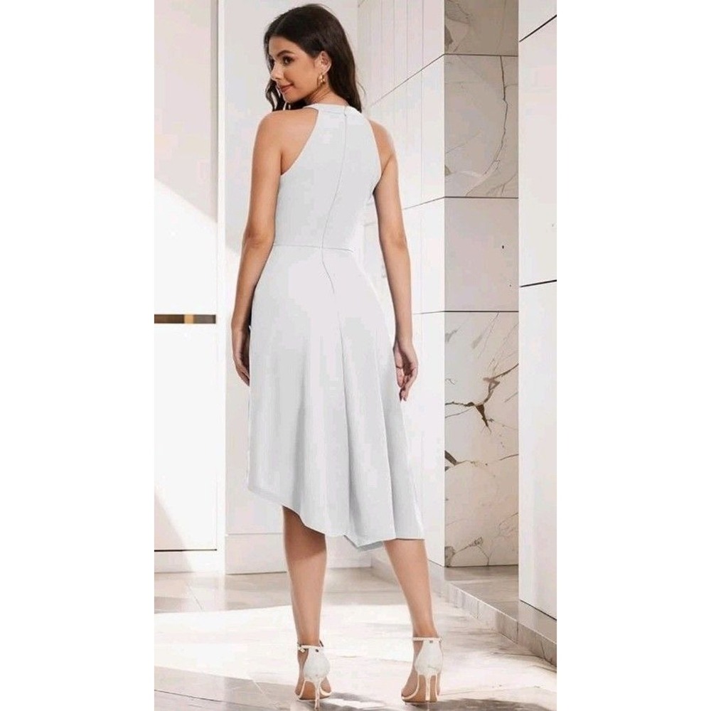 Women's M Dress Halter Neck Mint Green Sleeveless Backless High Low Cocktail - Picture 4 of 10